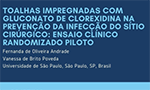 Text in portuguese: “Toalhas impregnadas com gluconato de clorexidina na prevenção da infecção do sítio cirúrgico: ensaio clínico randomizado piloto”, “Fernanda de Oliveira Andrade” and “Vanessa de Brito Poveda”.